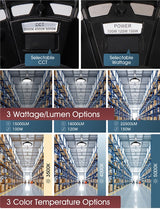 100W/120W/150W Selectable LED UFO High Bay, 480V Warehouse Lighting, CCT Selectable