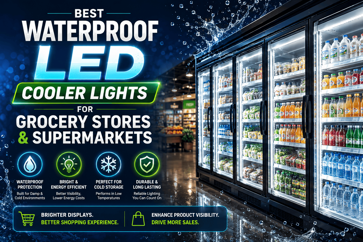 Best Waterproof LED Cooler Lights for Grocery Stores and Supermarkets
