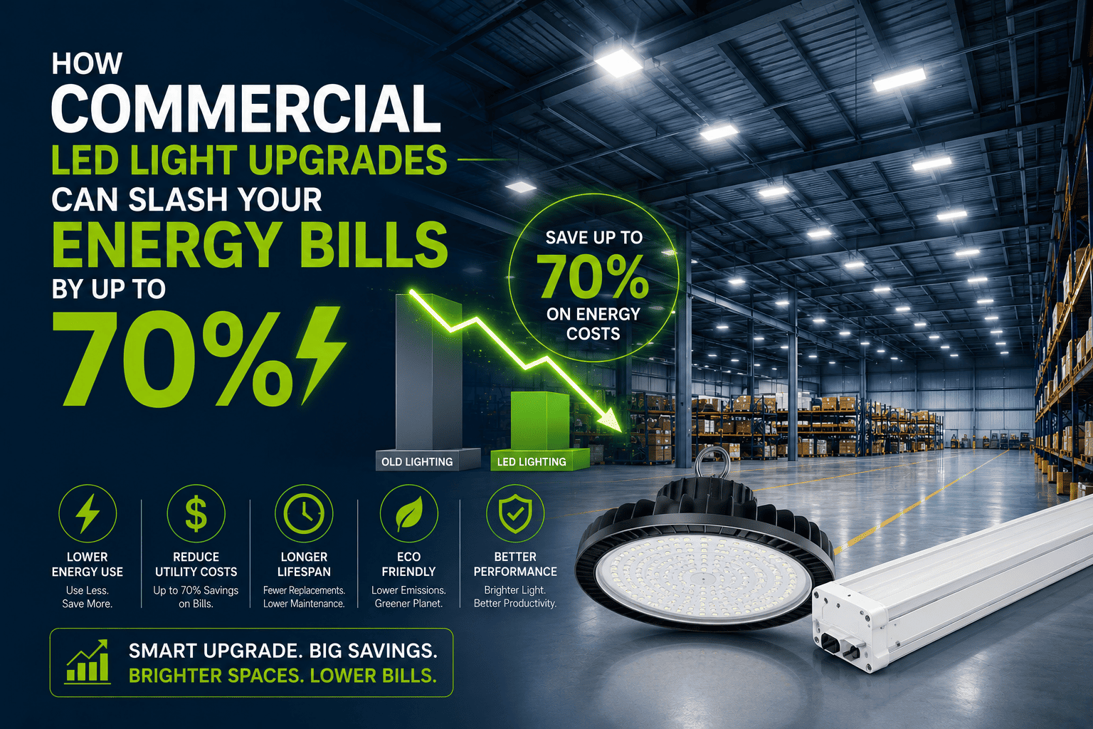 How Commercial LED Light Upgrades Can Slash Your Energy Bills by Up to 70%