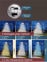 200W/240W/300W Selectable LED Street Light, CCT Selectable, 42,000 Lumens, Slip Fitter